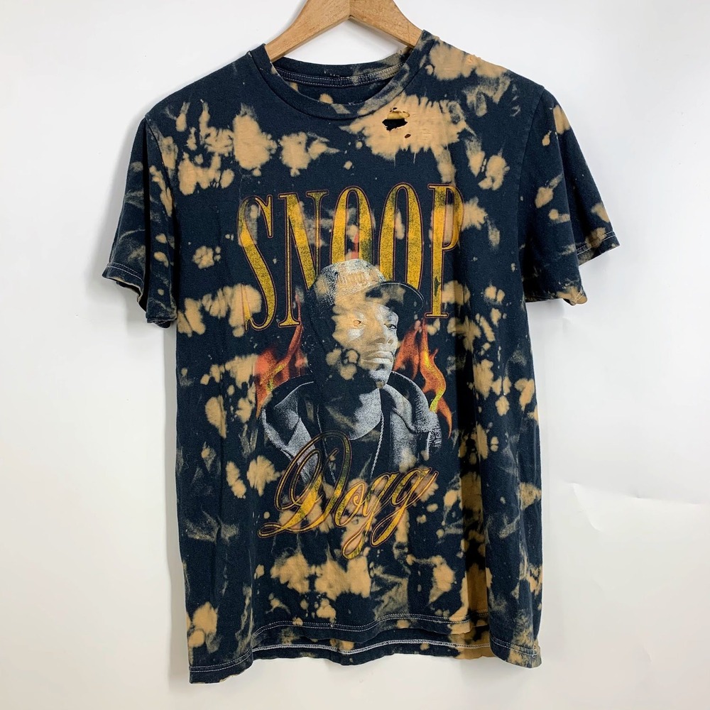 Kids Snoop Dogg T Shirt Bleach Dye‎ Medium Graphic Print Short Sleeve Top